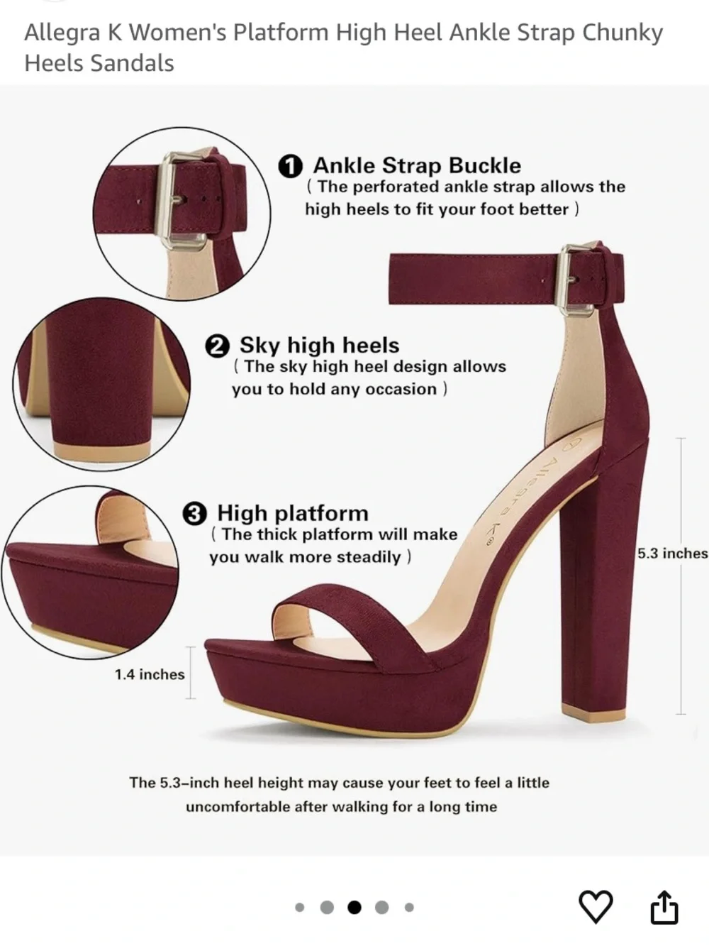 Allegra K Women's Platform High Heel Ankle Strap Chunky Heels Sandals size 9
